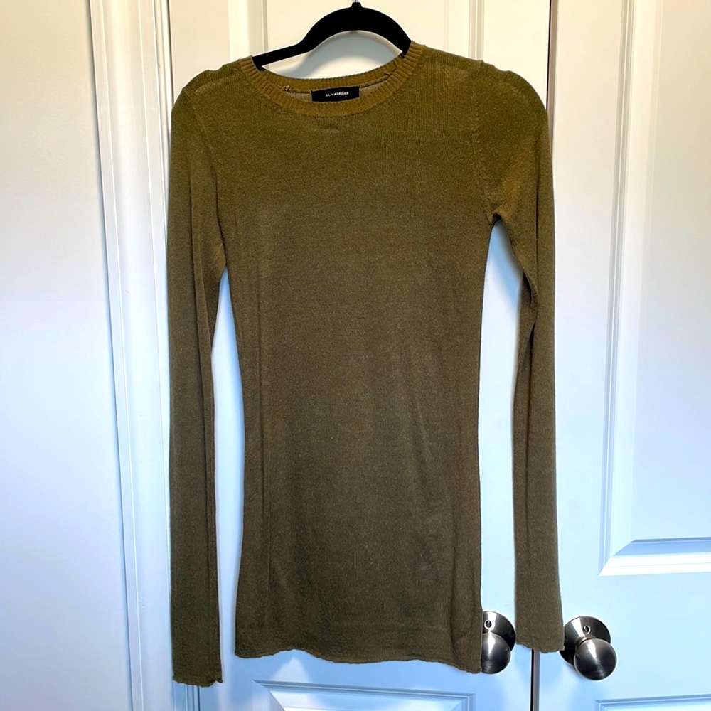 Olivaceous Sweater, sheer green, size small